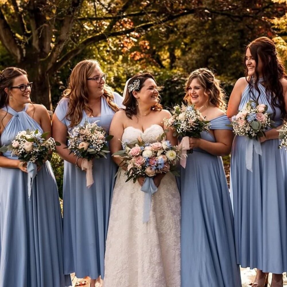 Bridesmaid - Dusty Blue Multiway Convertible Infinity Dress - One Size - Maxi